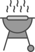 un barbecue gril ligne rempli niveaux de gris icône conception vecteur