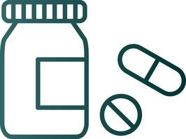 icône de gradient de ligne de bouteille de pilules vecteur