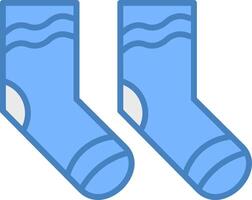chaussettes ligne rempli bleu icône vecteur