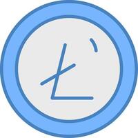 litecoin ligne rempli bleu icône vecteur