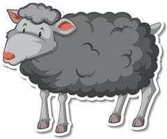 autocollant de dessin animé d'animaux de ferme de mouton noir vecteur