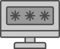 Sécurité ordinateur mot de passe ligne rempli niveaux de gris icône conception vecteur