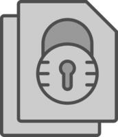 Sécurité fichier fermer à clé ligne rempli niveaux de gris icône conception vecteur