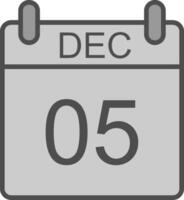décembre ligne rempli niveaux de gris icône conception vecteur