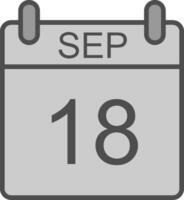 septembre ligne rempli niveaux de gris icône conception vecteur