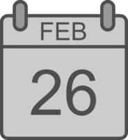 février ligne rempli niveaux de gris icône conception vecteur