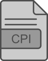 IPC fichier format ligne rempli niveaux de gris icône conception vecteur