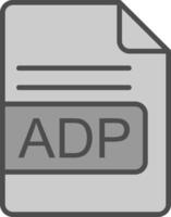adp fichier format ligne rempli niveaux de gris icône conception vecteur