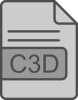 c3d fichier format ligne rempli niveaux de gris icône conception vecteur