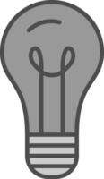 lumière ampoule ligne rempli niveaux de gris icône conception vecteur