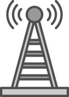 radio la tour ligne rempli niveaux de gris icône conception vecteur