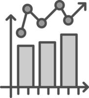 bar graphique ligne rempli niveaux de gris icône conception vecteur