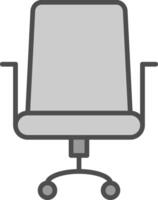 Bureau chaise ligne rempli niveaux de gris icône conception vecteur