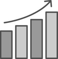 Les données analytique ligne rempli niveaux de gris icône conception vecteur