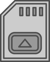 Mémoire carte ligne rempli niveaux de gris icône conception vecteur