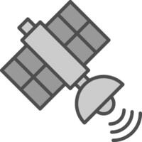 Satellite ligne rempli niveaux de gris icône conception vecteur