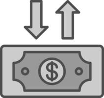 dollar facture ligne rempli niveaux de gris icône conception vecteur