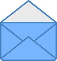 courrier ligne rempli bleu icône vecteur