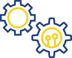 roue dentée ligne deux Couleur icône conception vecteur