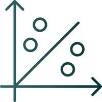 icône de dégradé de ligne de graphique en nuage de points vecteur