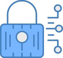 cyber Sécurité ligne rempli bleu icône vecteur