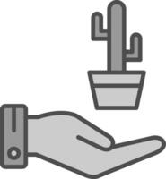 cactus ligne rempli niveaux de gris icône conception vecteur
