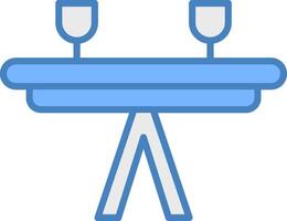 table ligne rempli bleu icône vecteur