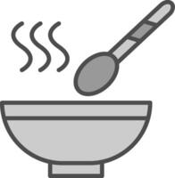 soupe ligne rempli niveaux de gris icône conception vecteur