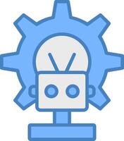 robot ligne rempli bleu icône vecteur