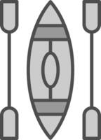 canoë ligne rempli niveaux de gris icône conception vecteur