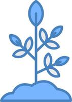 plante ligne rempli bleu icône vecteur