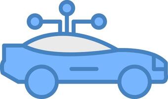 intelligent voiture ligne rempli bleu icône vecteur