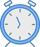 alarme l'horloge ligne rempli bleu icône vecteur