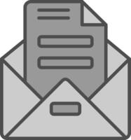 enveloppe ligne rempli niveaux de gris icône conception vecteur