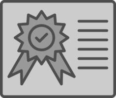certificat ligne rempli niveaux de gris icône conception vecteur