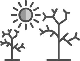 sec arbre ligne rempli niveaux de gris icône conception vecteur