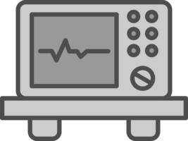 ecg dispositif ligne rempli niveaux de gris icône conception vecteur