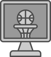 basketball ligne rempli niveaux de gris icône conception vecteur