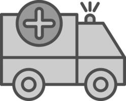 ambulance ligne rempli niveaux de gris icône conception vecteur