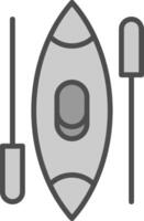 canoë ligne rempli niveaux de gris icône conception vecteur