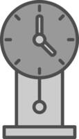 l'horloge ligne rempli niveaux de gris icône conception vecteur