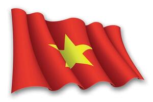 réaliste agitant drapeau de vietnam vecteur