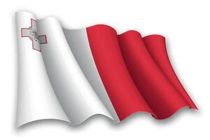 réaliste agitant drapeau de Malte vecteur