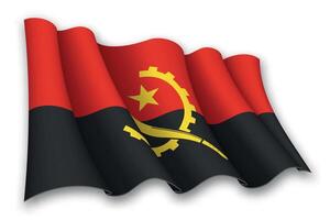 réaliste agitant drapeau de angola vecteur
