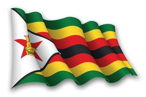 réaliste agitant drapeau de Zimbabwe vecteur