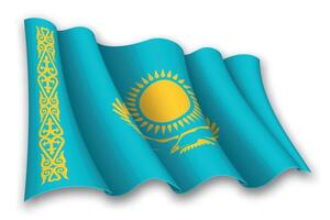 réaliste agitant drapeau de kazakhstan vecteur