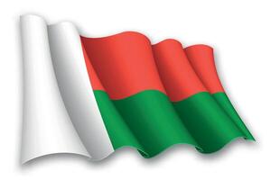 réaliste agitant drapeau de Madagascar vecteur