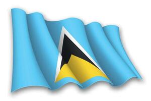 réaliste agitant drapeau de Saint lucia vecteur