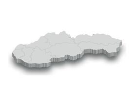 3d la slovaquie blanc carte avec Régions isolé vecteur