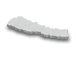 3d Népal blanc carte avec Régions isolé vecteur